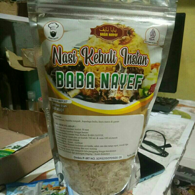

NASI KEBULI INSTAN MEREK BABA NAYEF BERAT 350 GR