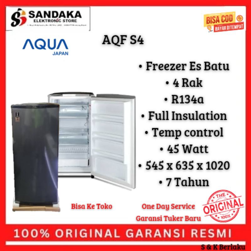 freezer es batu ASI aqua aqf s4 garansi resmi 4 rak bikin es batu promo