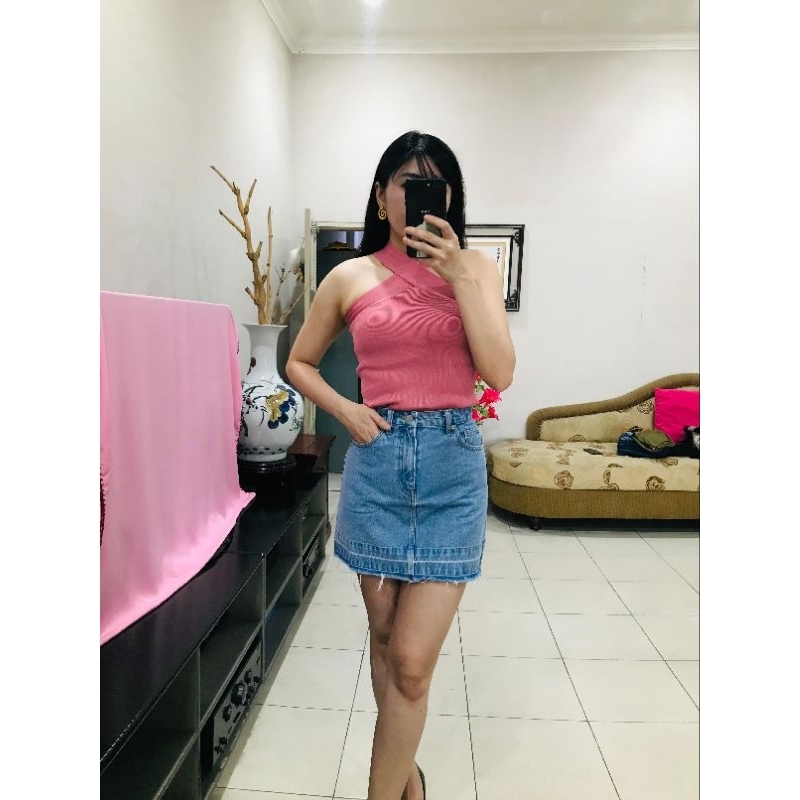 Pomelo Denim Skirt Unfinished