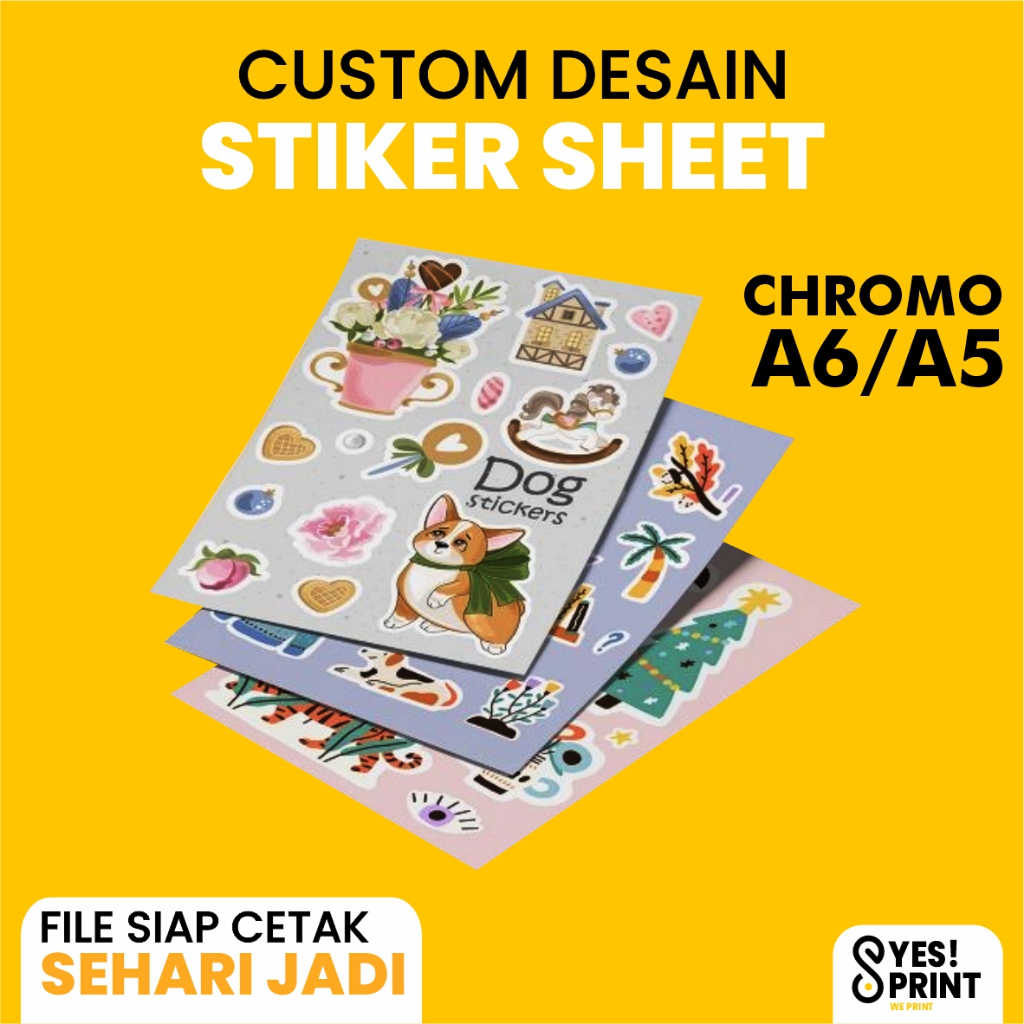 

(SEHARI JADI) Cetak Stiker Sheet Bahan Chromo A5 / A6 Termurah Stiker Laptop / Stiker Helm