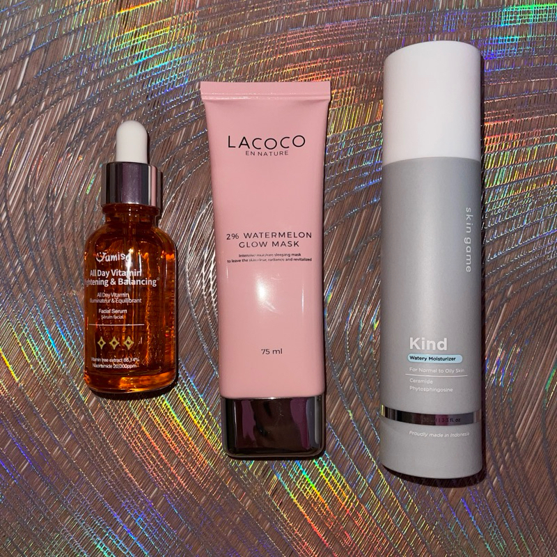 PRELOVED Lacoco Watermelon Glow Mask Jumiso Vitamin C Skin Game Kind Watery Moisturizer