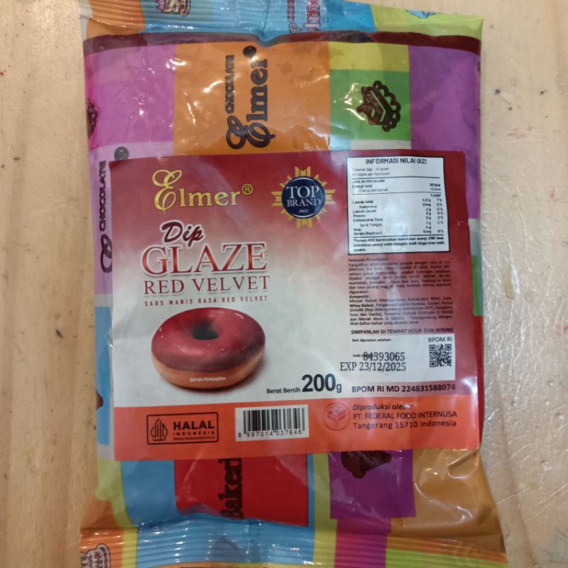 

Olesan selai Glazing donat Elmer dip glaze red velvet