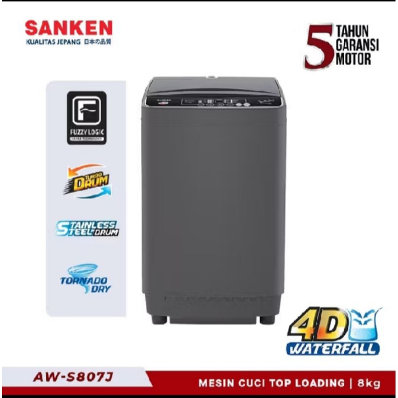 SANKEN mesin cuci 1 tabung 8kg AW-S807 J