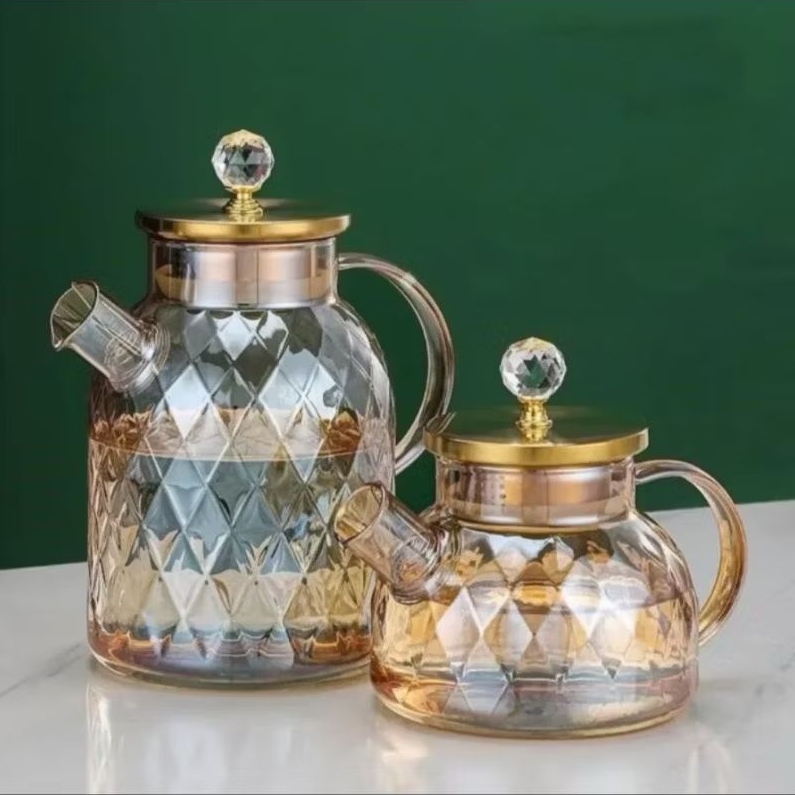 TEKO KACA PITCHER TEH KOPI BOROSILICATE GLASS/TEKO KACA GOLD AESTHETIC BOROSILICATE