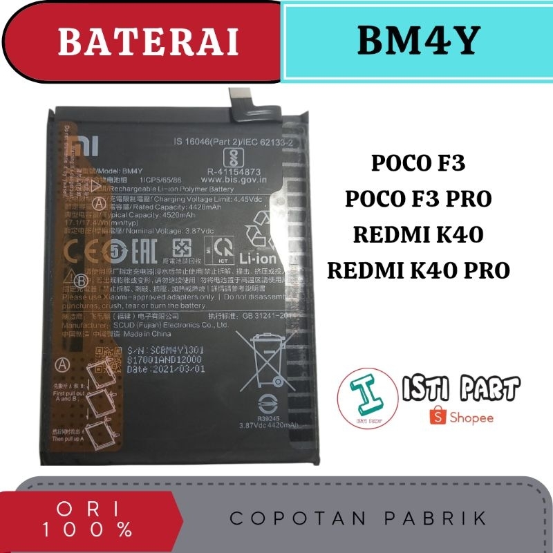 BATRE BM4Y BATRE POCO F3/POCO F3 PRO/REDMI K40/K40 PRO COPOTAN PABRIK