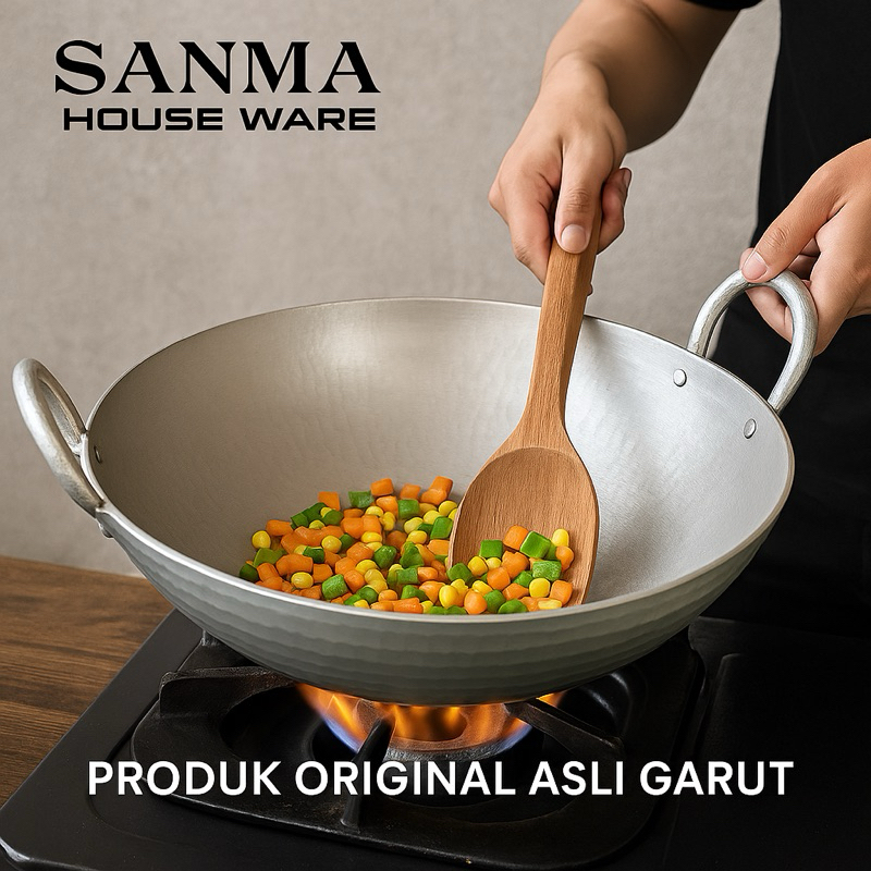[Sanma] Penggorengan Wajan Garut Ukuran 20 - 50 cm ORIGINAL 100% Anti Lengket Anti Karat Tebal