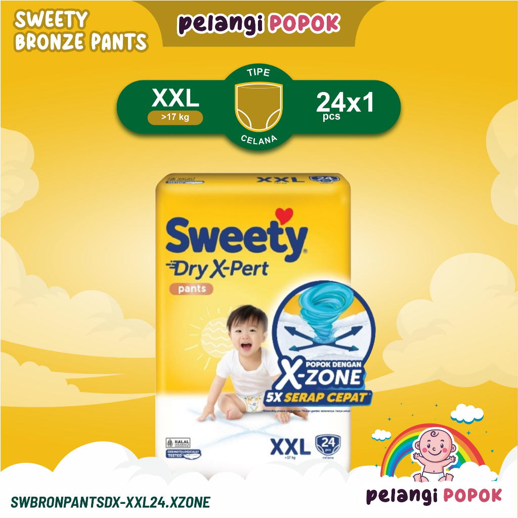 Sweety Bronze Pants XXL24 - Popok Bayi Sweety Bronze Pants Dry X XZone XXL 24pcs - Popok Sweety Bron