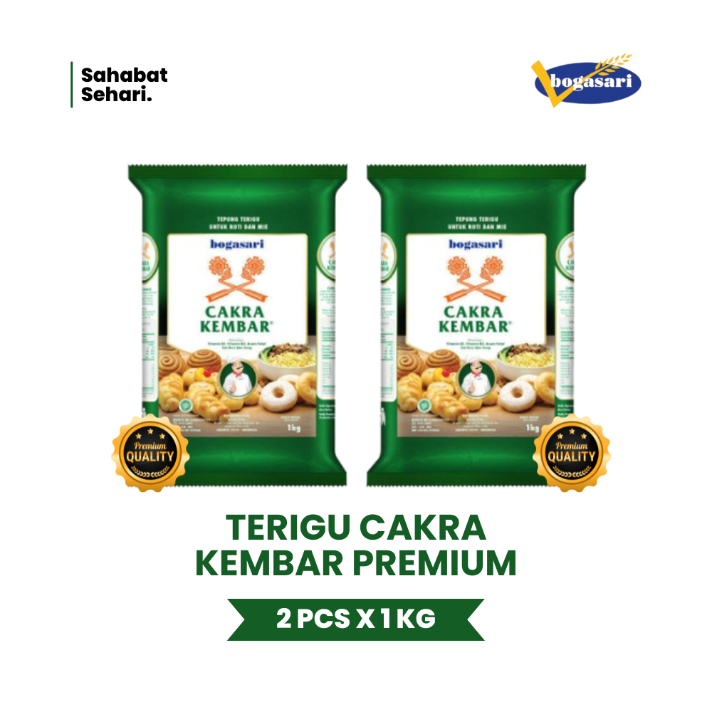 

PAKET 2 PCS Bogasari Terigu Cakra Kembar Premium - Free Packing Kardus + Bubble Wrap