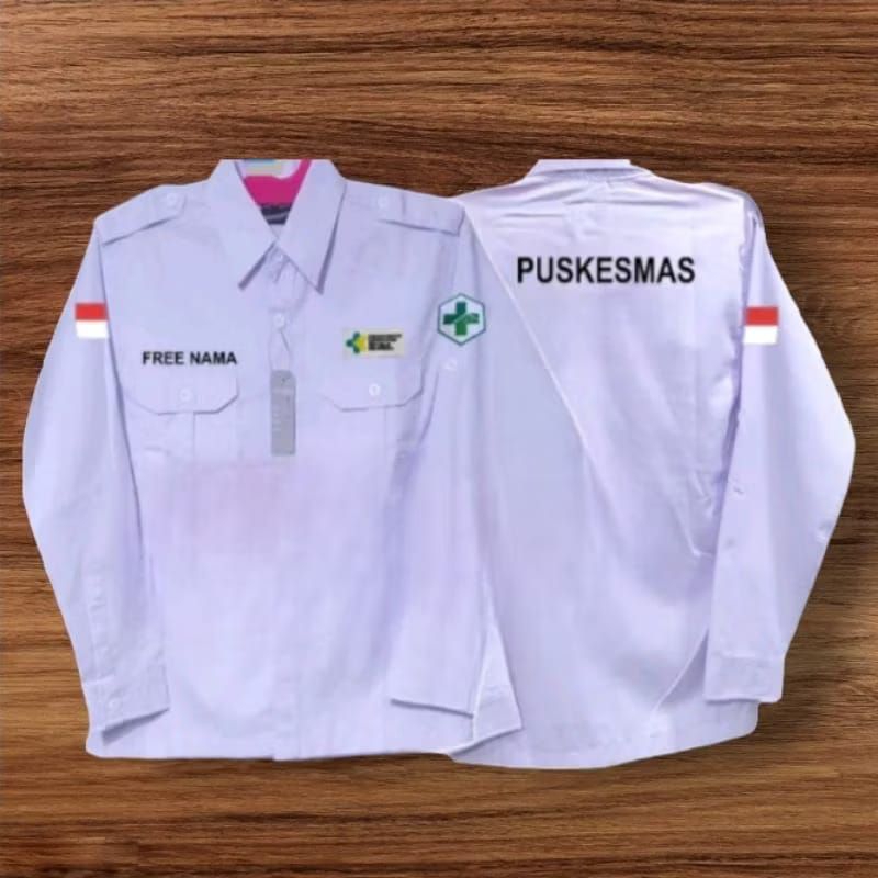 Kemeja Kerja Baju Pdh Seragam Kerja Kemenkes Puskesmas Free Bordir nama