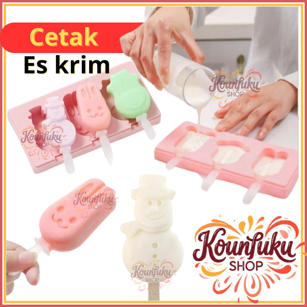 Cetakan Es Krim Silikon Free Stik Cetak Es Yogurt Buah Susu Food Grade