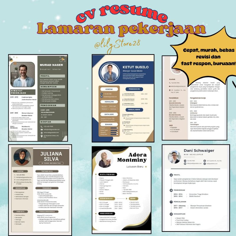 Jasa pembuatan CV/Riwayat hidup lamaran pekerjaan menarik
