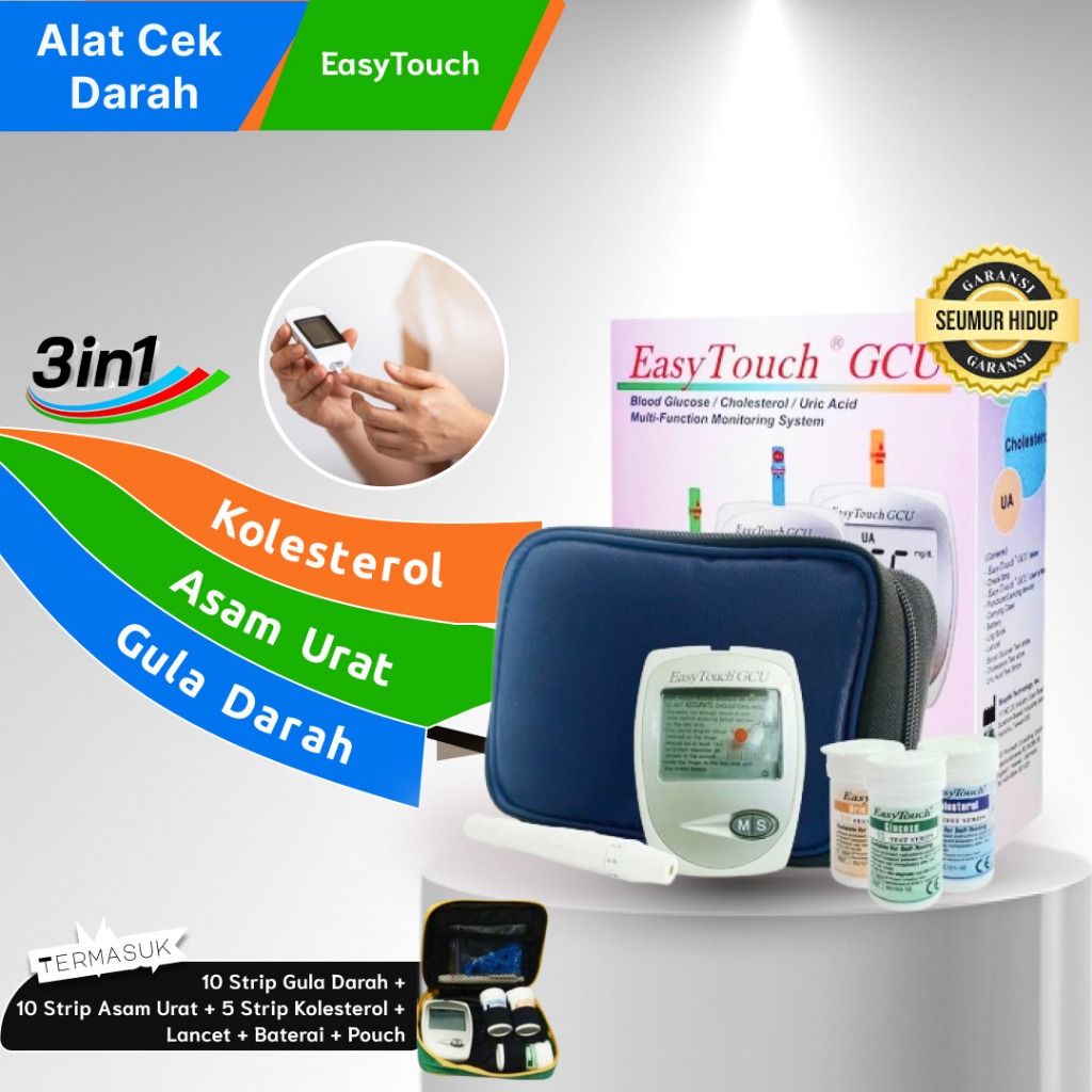 alat cek gula darah kolestrol asam urat / alat cek gula darah lengkap /easy touchgcu 3 in 1 original