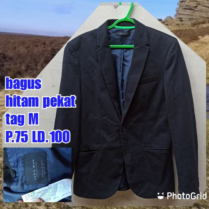 jaket jas blazer outer pria hitam zara man M