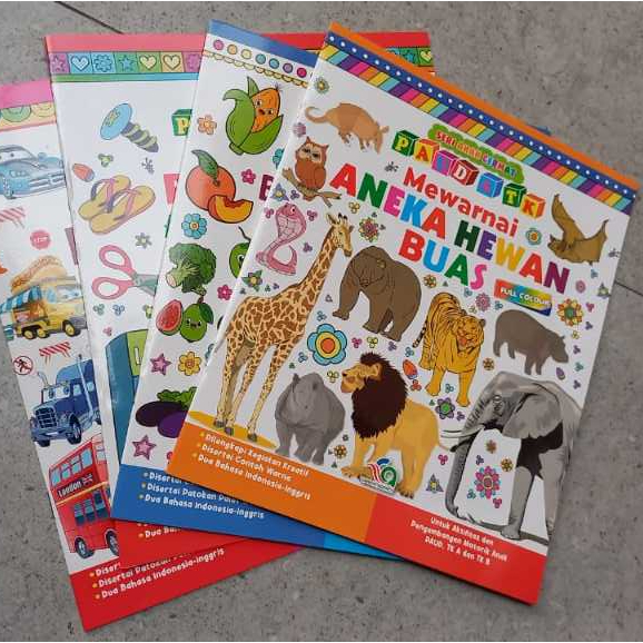 Buku Seri Anak Cermat Paud dan TK Mewarnai Ukuran Besar disertai contohnya
