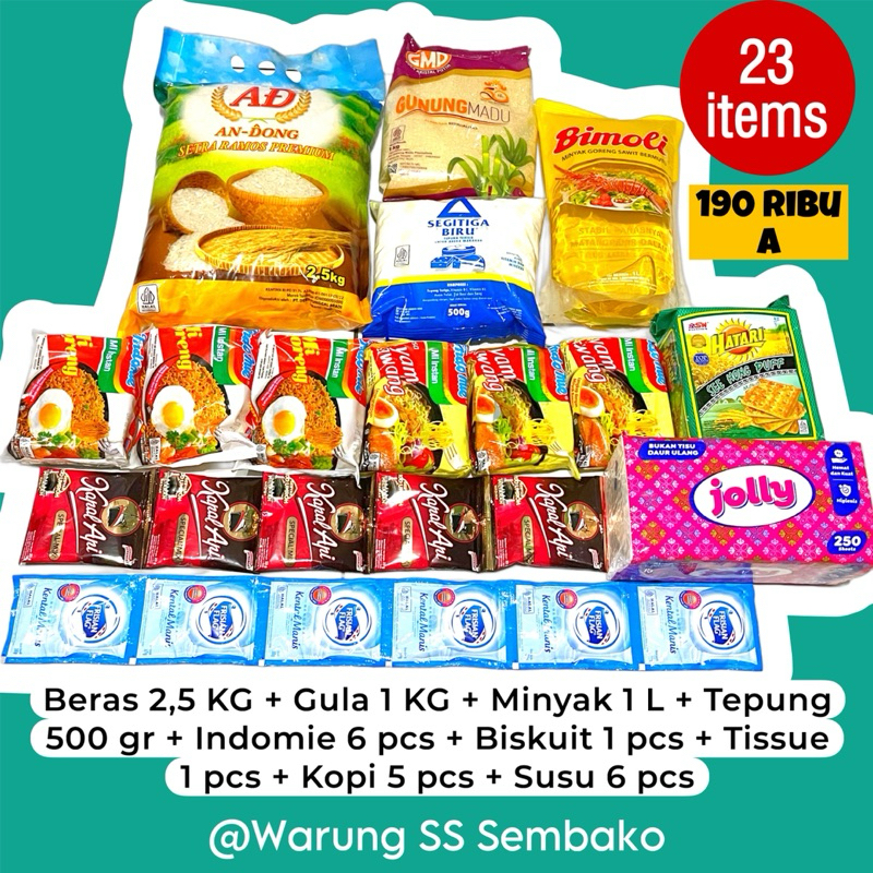 

Paket Sembako Murah Lengkap Komplit Hampers Bingkisan Hadiah Berbagi Beras Minyak Gula - pakai Kardus Box 190 ribu