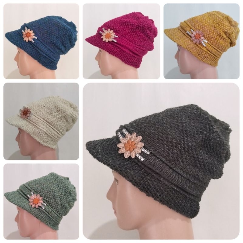 Ciput Nenek kupluk Rajut ibu Kerpus Topi Mawar Premium Murah bisa COD