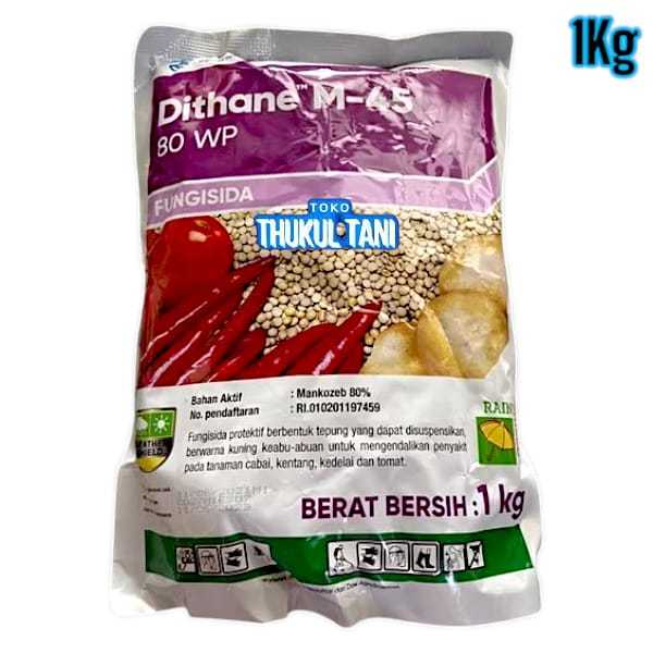 Dithane M45 1KG Fungisida Mancozeb 80WP Corteva Racun Kontak Mankozeb Obat Pembasmi Bercak Daun