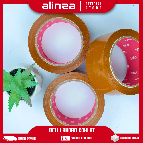 

Lakban Coklat Packing Tape kuat/ Lakban Isolasi Warna Coklat Deli CA495 48mmx90 Yard 42 Micron