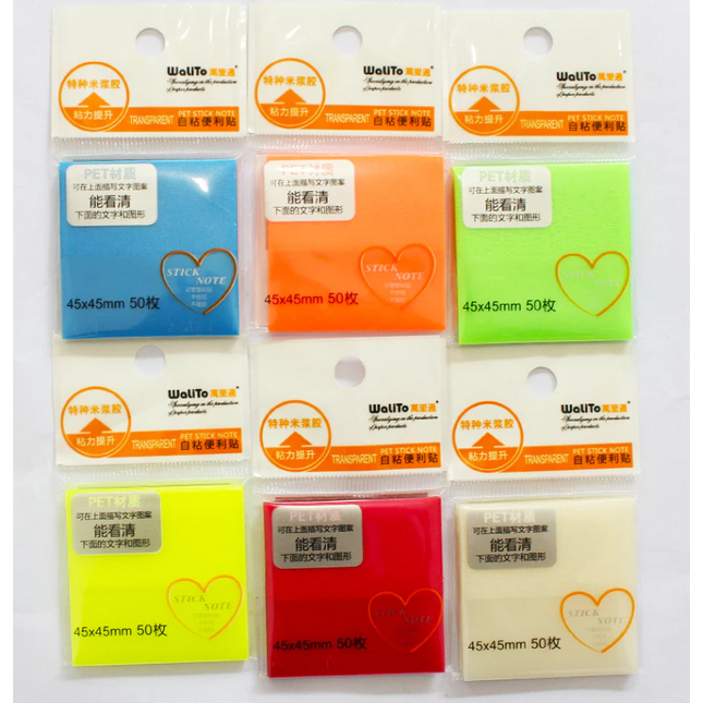 

STICKY NOTES TRANSPARAN - WALITO TRANSPARENT PET STICK NOTE 75 X 75 mm