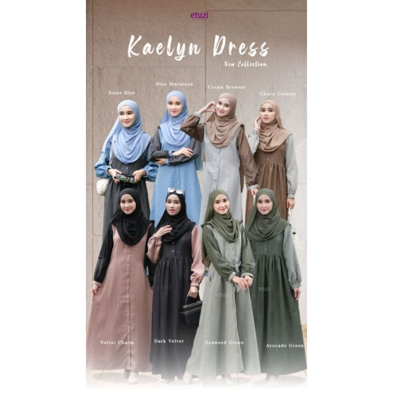 Kaelyn Dress by Etuzi/Gamis korea kekinian/bagan baby corduroy mix katun tweed kotak/Gamis korea kot