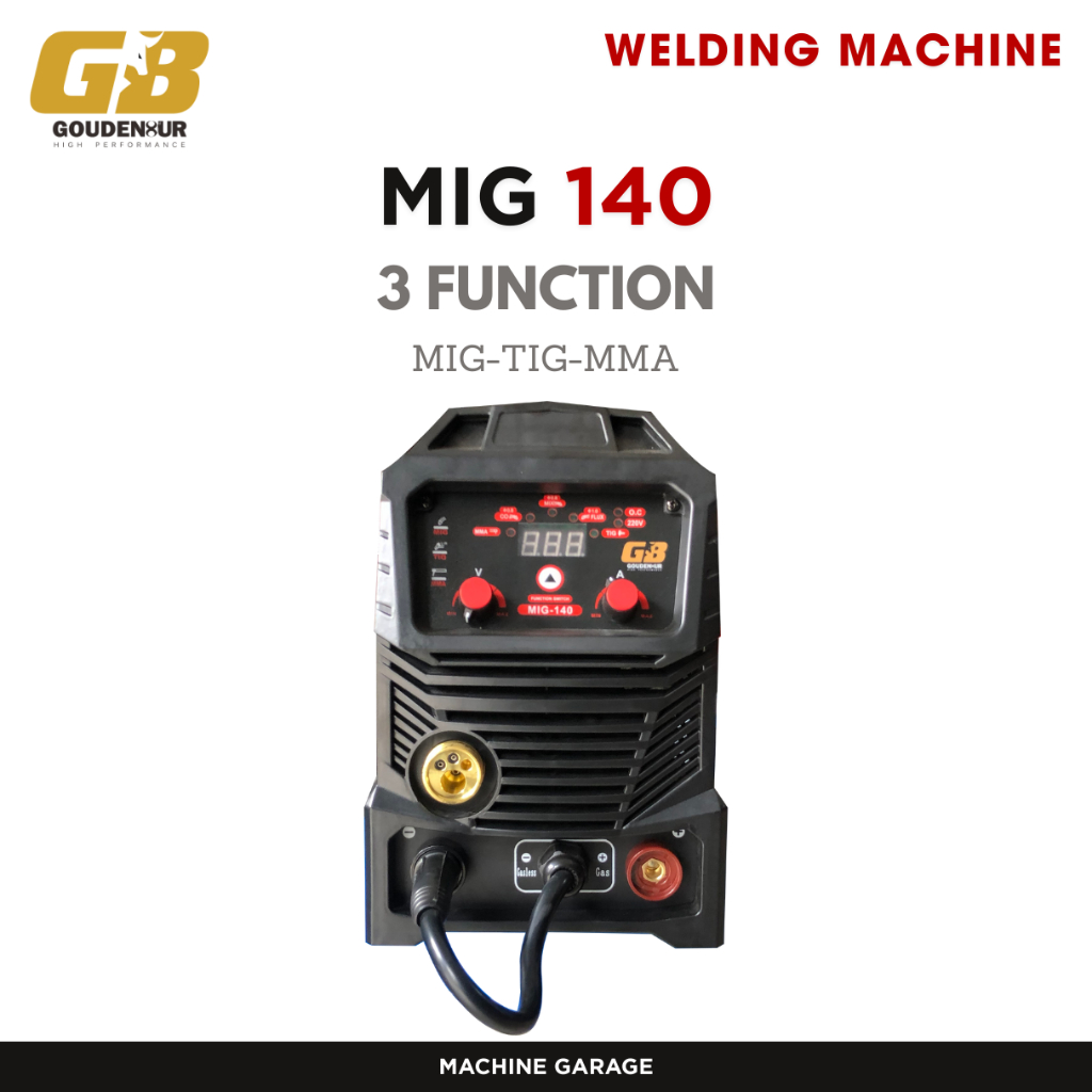Mesin Las tanpa CO2 MIG 140 GB multi function MIG TIG MMA 3 in 1 Free Packing  Kayu