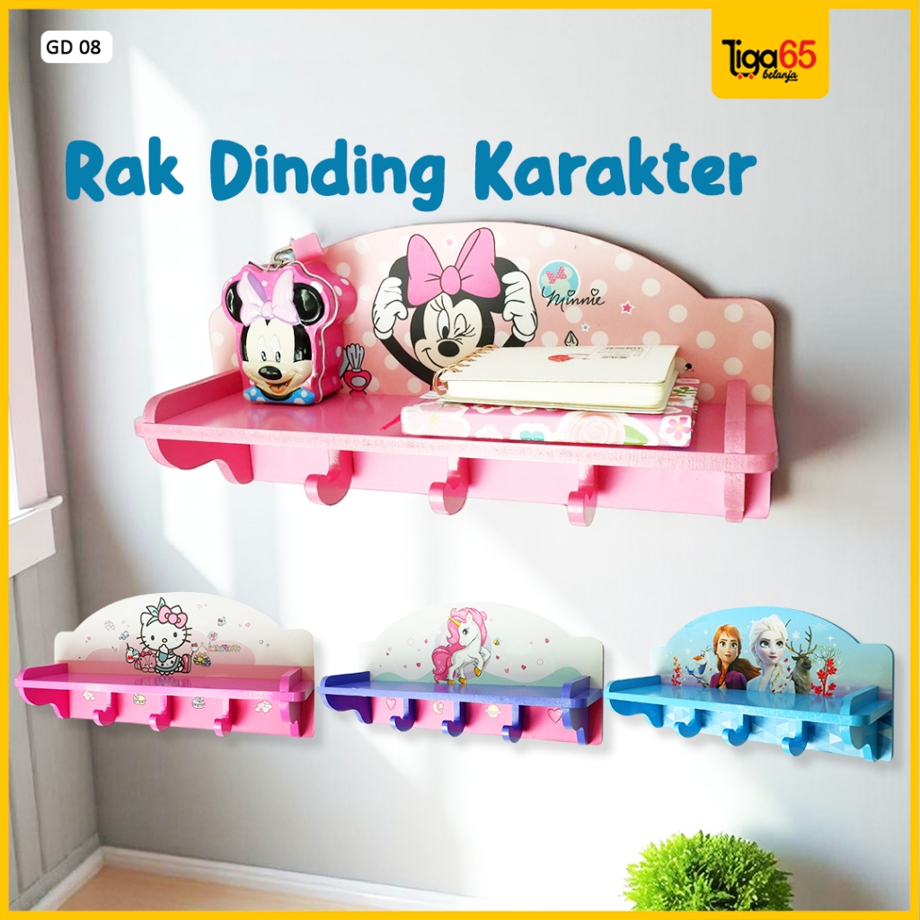 Ambalan Lucu Rak Dinding Kapstok Kamar Anak Dekorasi Dinding Gd 08 Karakter Anak