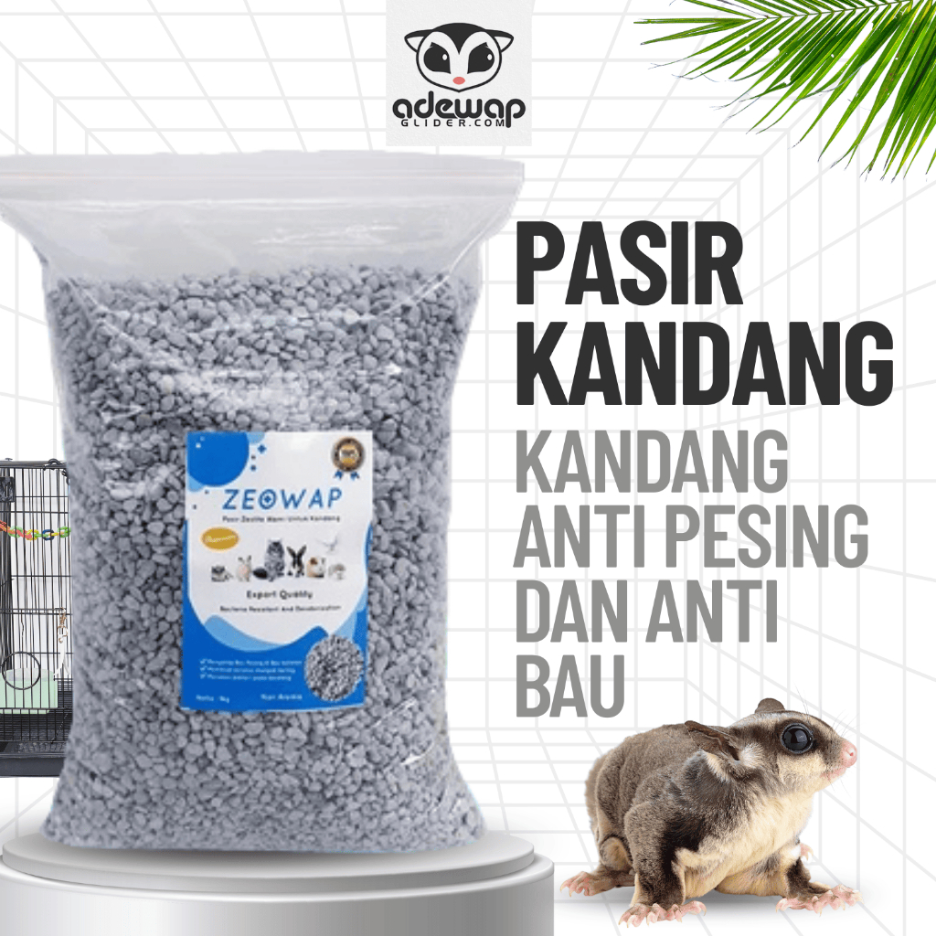 ADEWAP GLIDER Pasir Zeolit Alas Kandang Sugar Glider