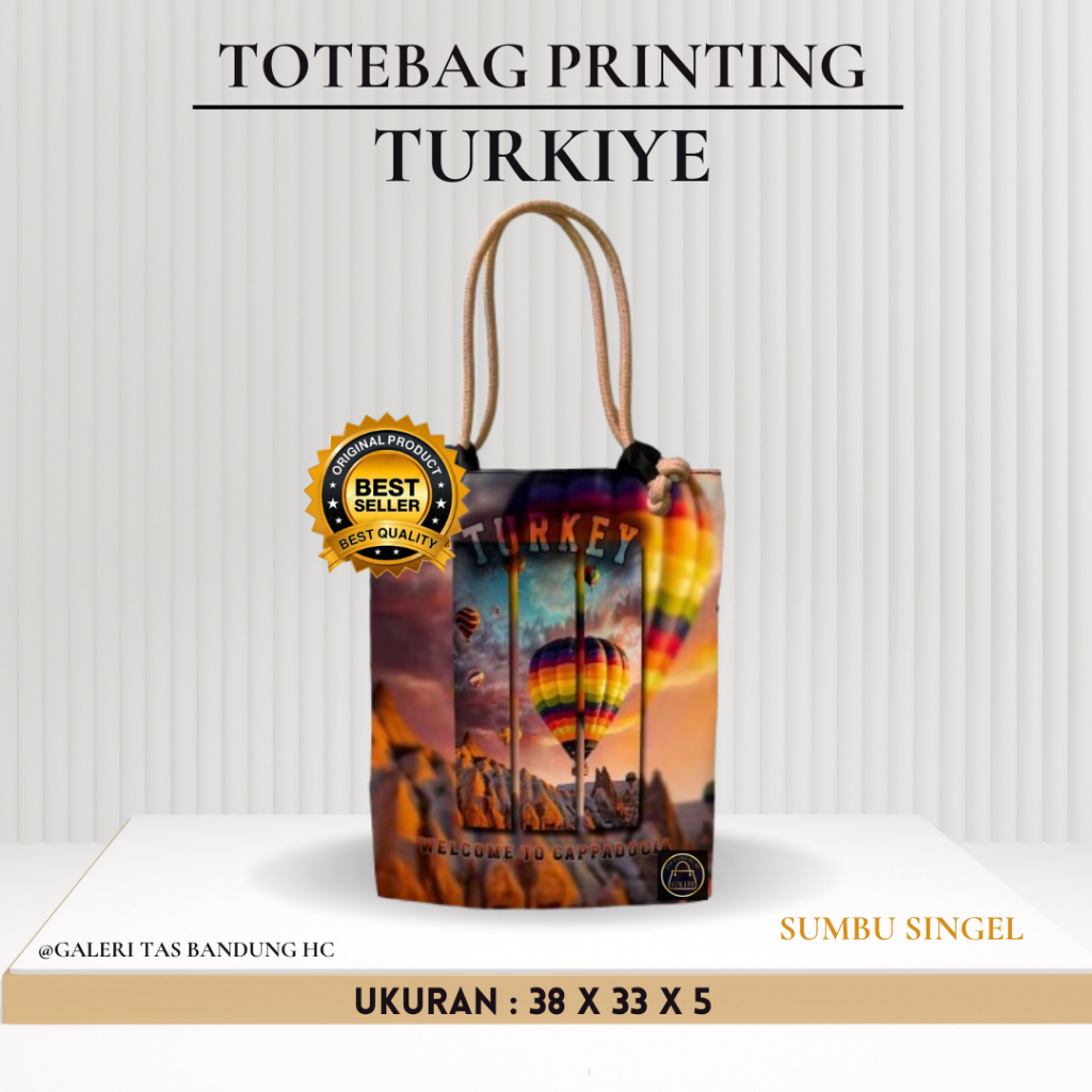 tas totebag tali sumbu singel wanita edisi turki cappadocia / souvenir turki / tas oleh oleh