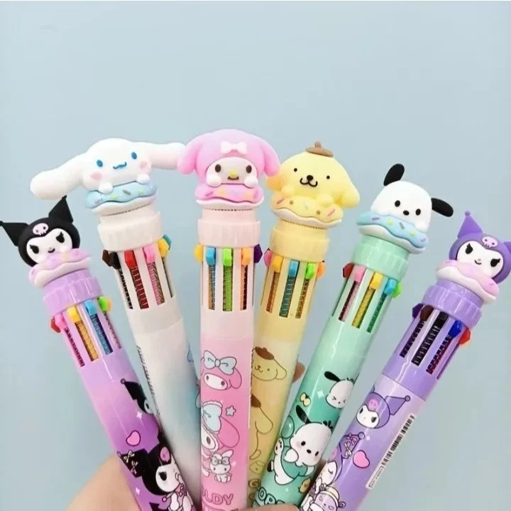 

ATMS-Pena Mekanik 10 Warna Lucu Karakter Kartun Pulpen 3D DOLL Bolpen Gel Tinta Donat Animasi 10 Warna Alat Tulis Sekolah Anak Super