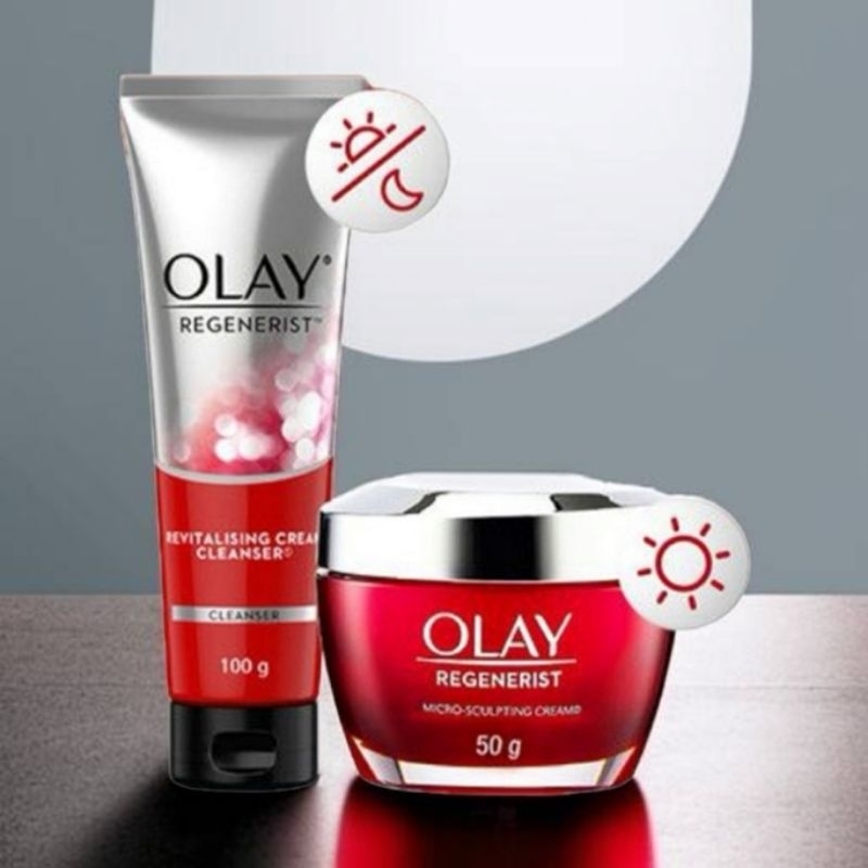 Olay Regenerist Krim Pagi Pelembab Wajah 50gr + Pembersih Wajah Anti Aging 100gr