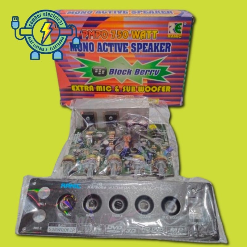 KIT POWER AMPLIFIER MONO ACTIVE SPEAKER / SPEAKER AKTIF PMPO 750 WATT EXTRA MIC + SUBWOOFER BY RANIC