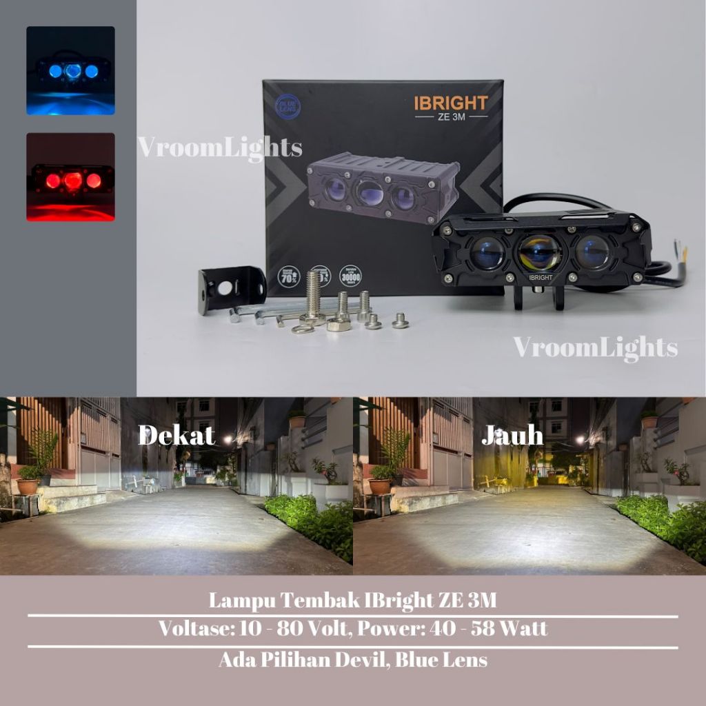 IBRIGHT Tipe ZE 3M Lampu Tembak Biled 3 Mata