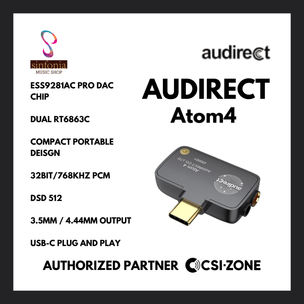 Audirect Atom4 / Atom 4 ESS9281AC Pro Portable Dongle USB DAC / AMP