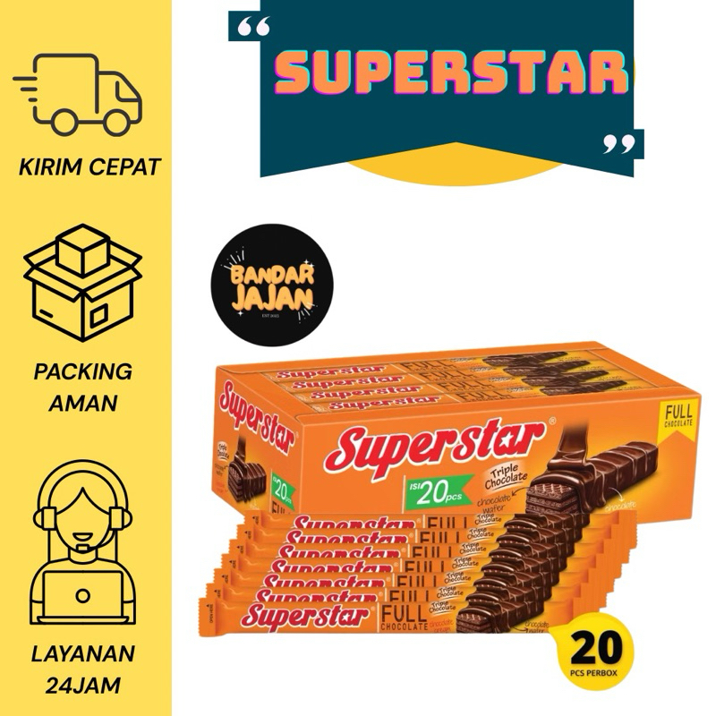 

WAFER SUPERSTAR FULL COKLAT 1 PACK ISI 20 PCS – Cokelat Renyah Diluar Lembut Didalam