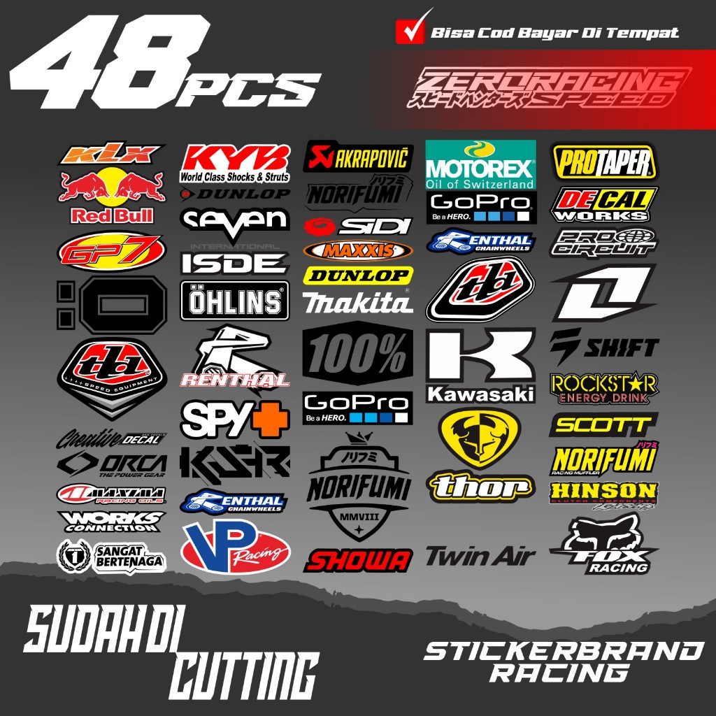 

PAKET STIKER PACK KATA - KATA BRAND RACING DRAG ANTI LUNTUR VYNIL 10PCS 38PCS 48PCS
