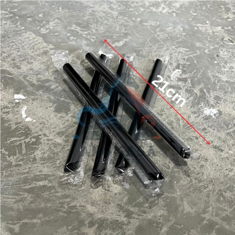 (100pcs) sedotan Bubble hitam 12mm steril Trifinity 1221 / sedotan Boba / sedotan bubble / sedotan m