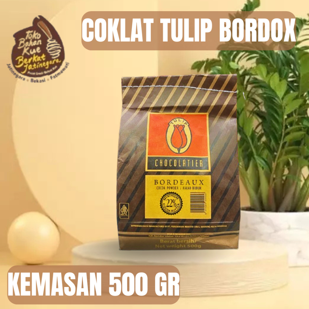 

COKLAT BUBUK TULIP BORDEAUX KEMASAN 500 GR / PURE COCOA POWDER / TULIP BORDOX