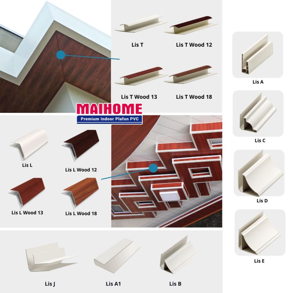 MAIHOME Lis PVC Plafon & Dinding | Lis Sudut Pinggiran Aksesoris Plafon Anti Patah Per Batang