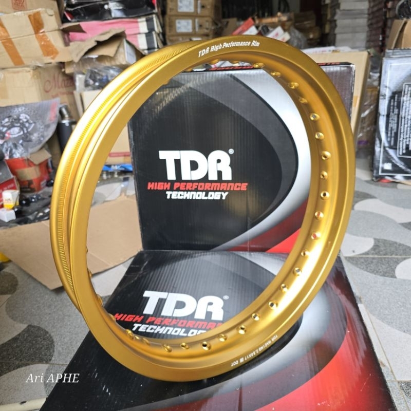 PROMO rim velg TDR racing 250 ring 17 hole 36 W shape warna gold matte - velg alloy almunium