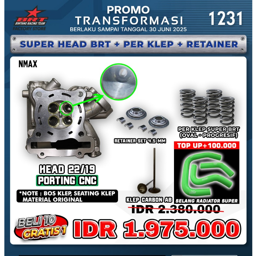 PROMO BRT 1231 Head BRT Nmax / Aerox / New Nmax