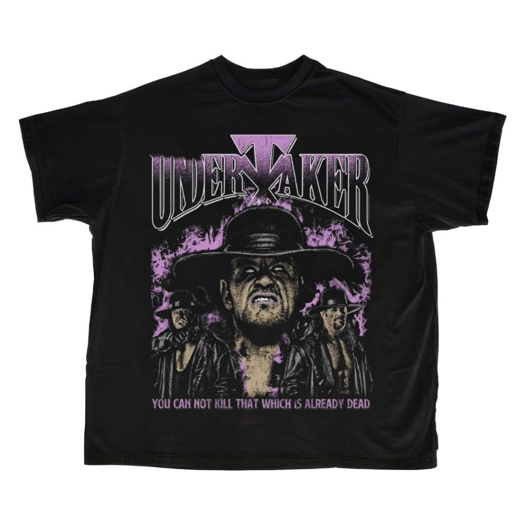 Mad Be Happy "Undertaker" Oversized T-Shirt | Black | Kaos Oversize | Vintage | Atasan | Kaos WWE