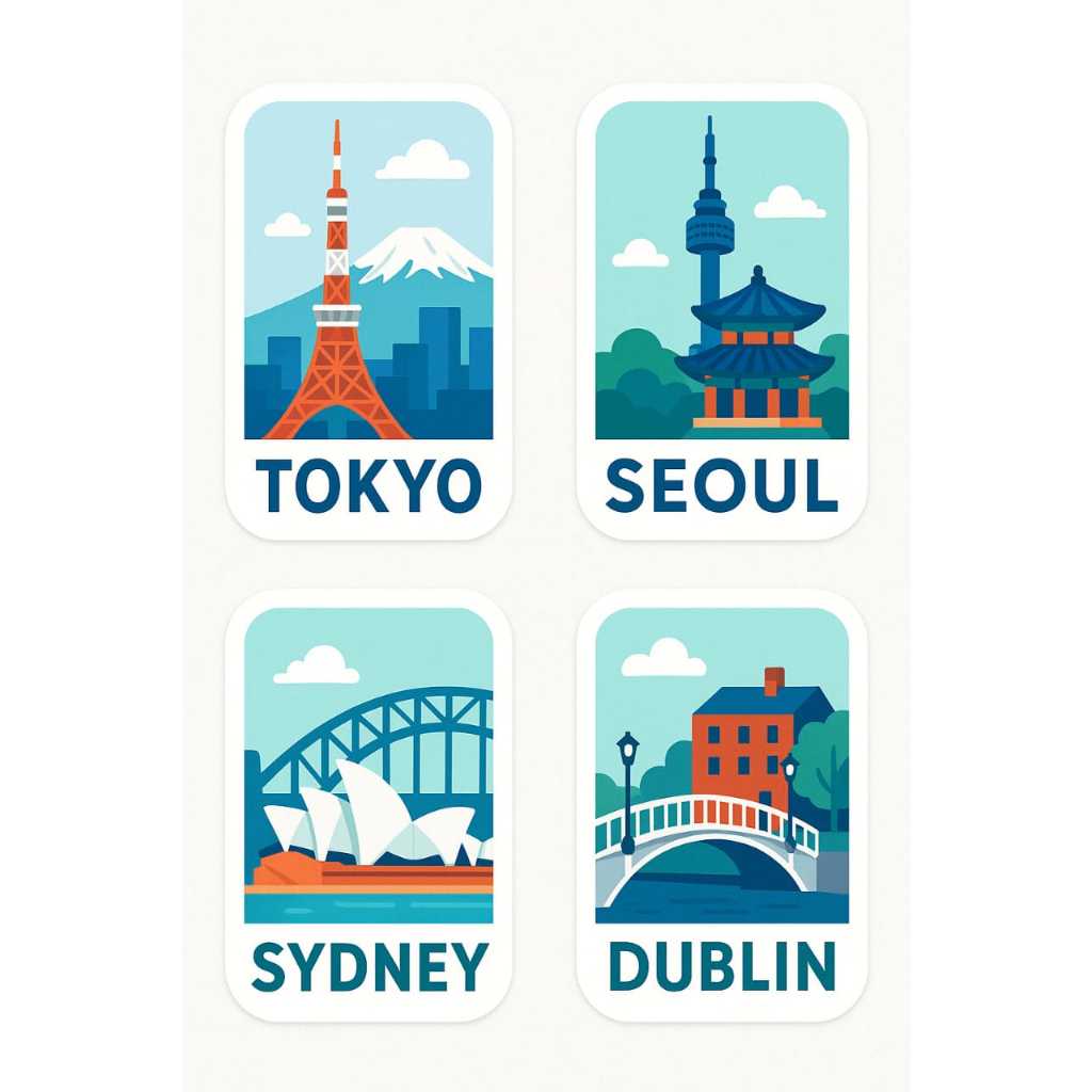 

Stiker world big Cities voyage travel