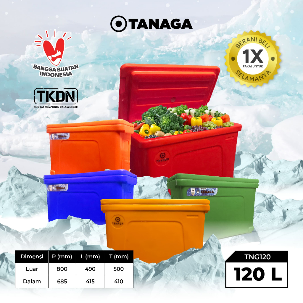 TANAGA cooler box cool box es ikan ice box cooler kotak container es tahan lama pendingin 120 Liter