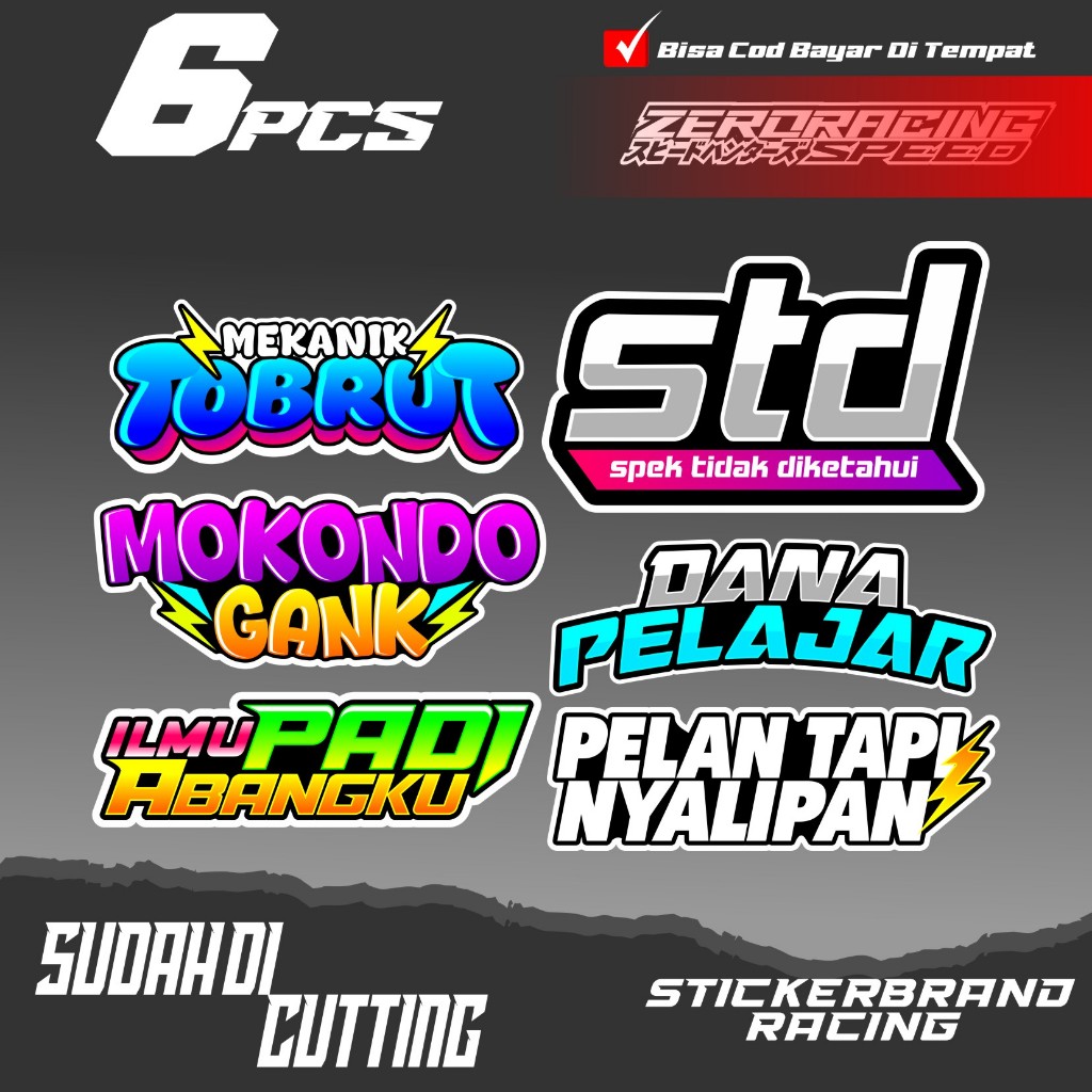 

PAKET PACK STIKER PILIHAN KATA -KATA ANTI LUNTUR BAHAN VYNIL JOS MANTUL MURAH GA MURAHAN