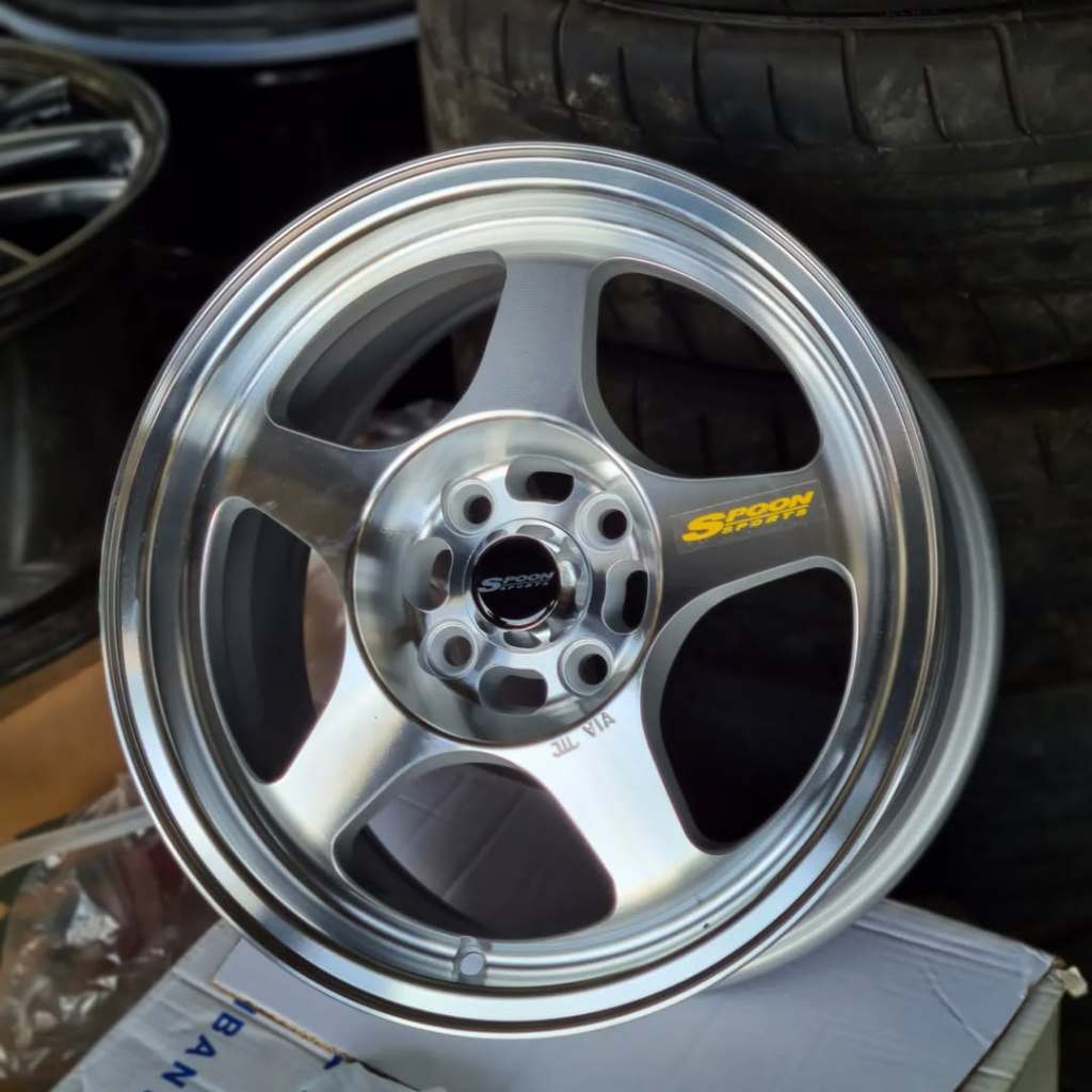 Velg Spoon Ring 15 Lebar 7 Pcd 4x100 Et 38 Warna Silver Polish | Velg R15 | Velg Mobil | Velg Racing