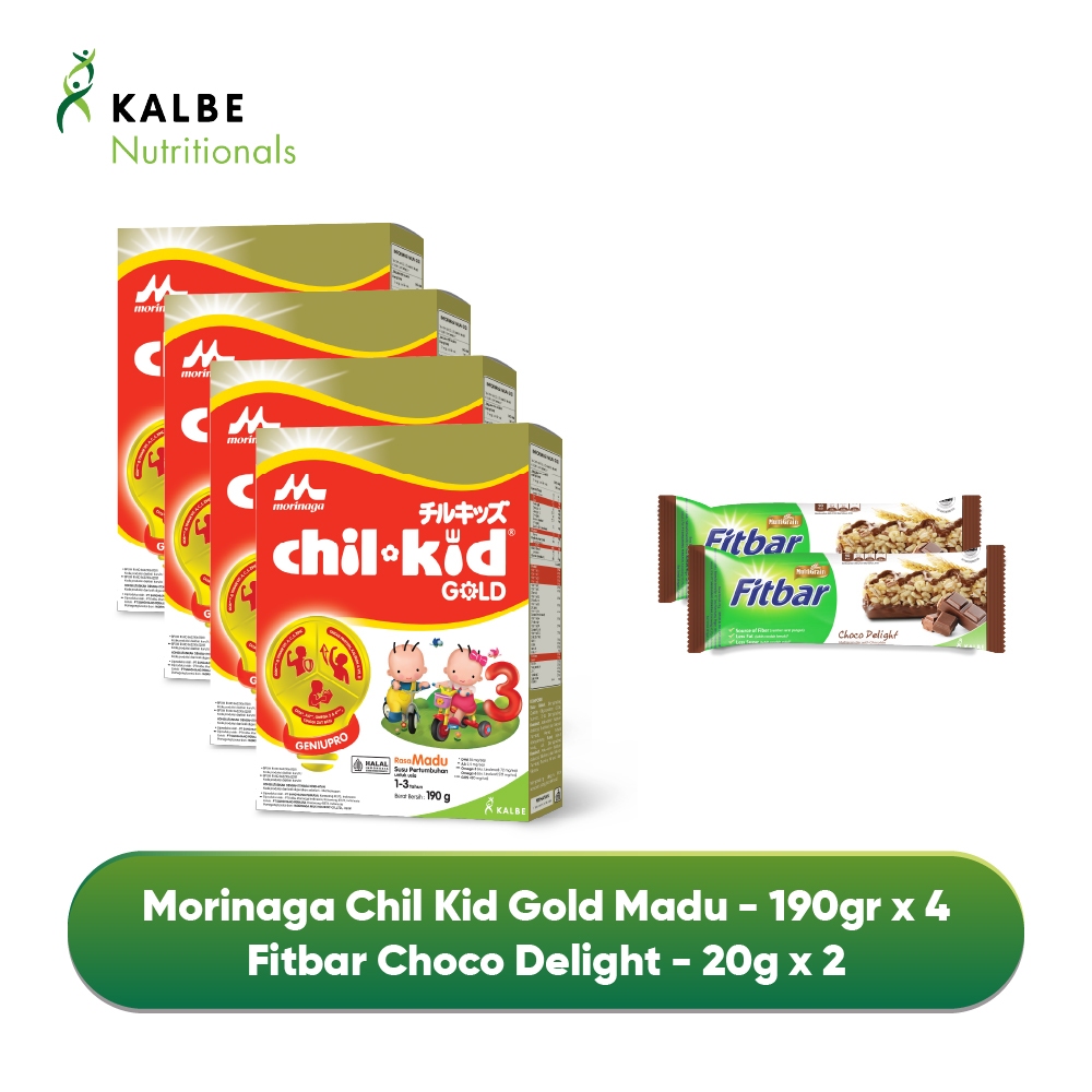 

Paket Morinaga Chil Kid Gold Madu - 190gr isi 4 dan 2 Fitbar Choco 20G