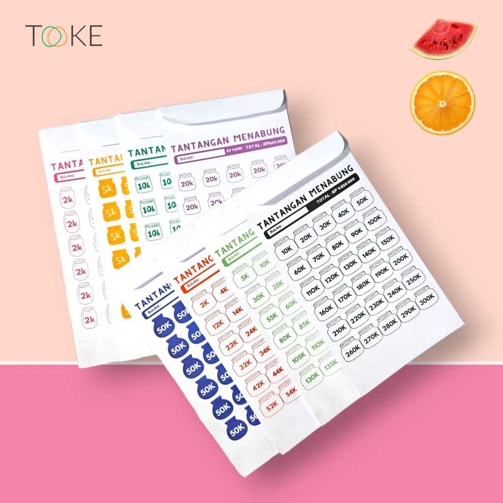 

Amplop Target Savings Challenge Tantangan Menabung Tabungan / Amplop Menabung Challenge by TOOKE