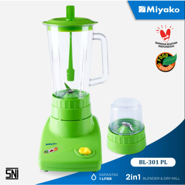 Blender Miyako Plastik 2 IN 1 2 Warna Hijau dan Putih / Blender Miyako 2 In 1 Plastik - Blender Plas