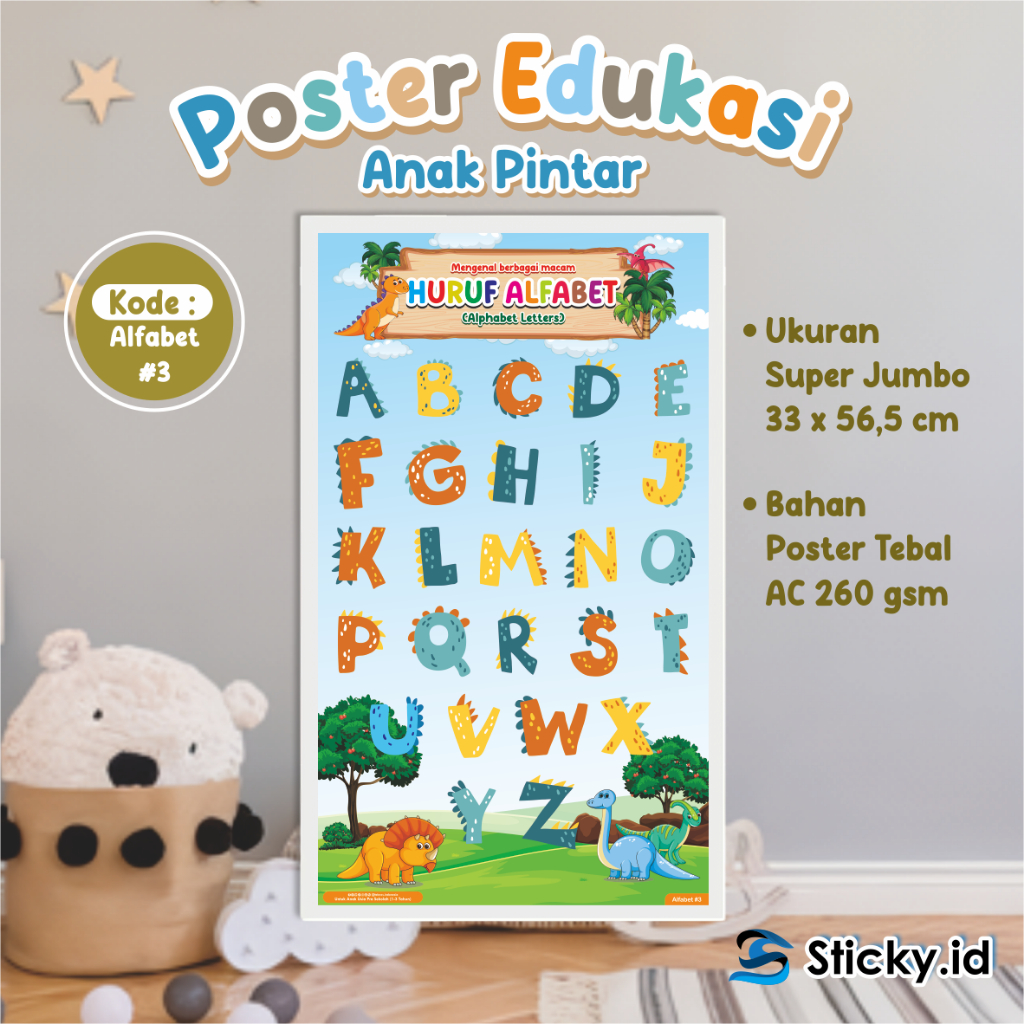 

POSTER BELAJAR EDUKASI ANAK - POSTER GAMBAR BERWARNA TEMA ALFABET 03 READY STOCK