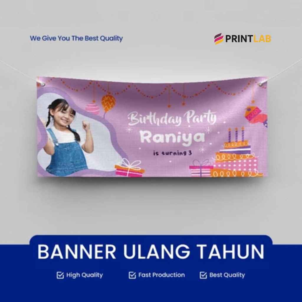 Jasaprintlab - Banner Ulang Tahun / Backdrop Ultah / Spanduk Ultah Custom Anak Perempuan